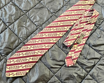 Vintage 90s Giorgio Armani Italy Cravatte Silk Tie Burgundy/Beige Necktie