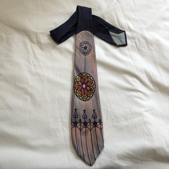 Hand Painted Vintage 40s Tie |Purple Abstract Geom
