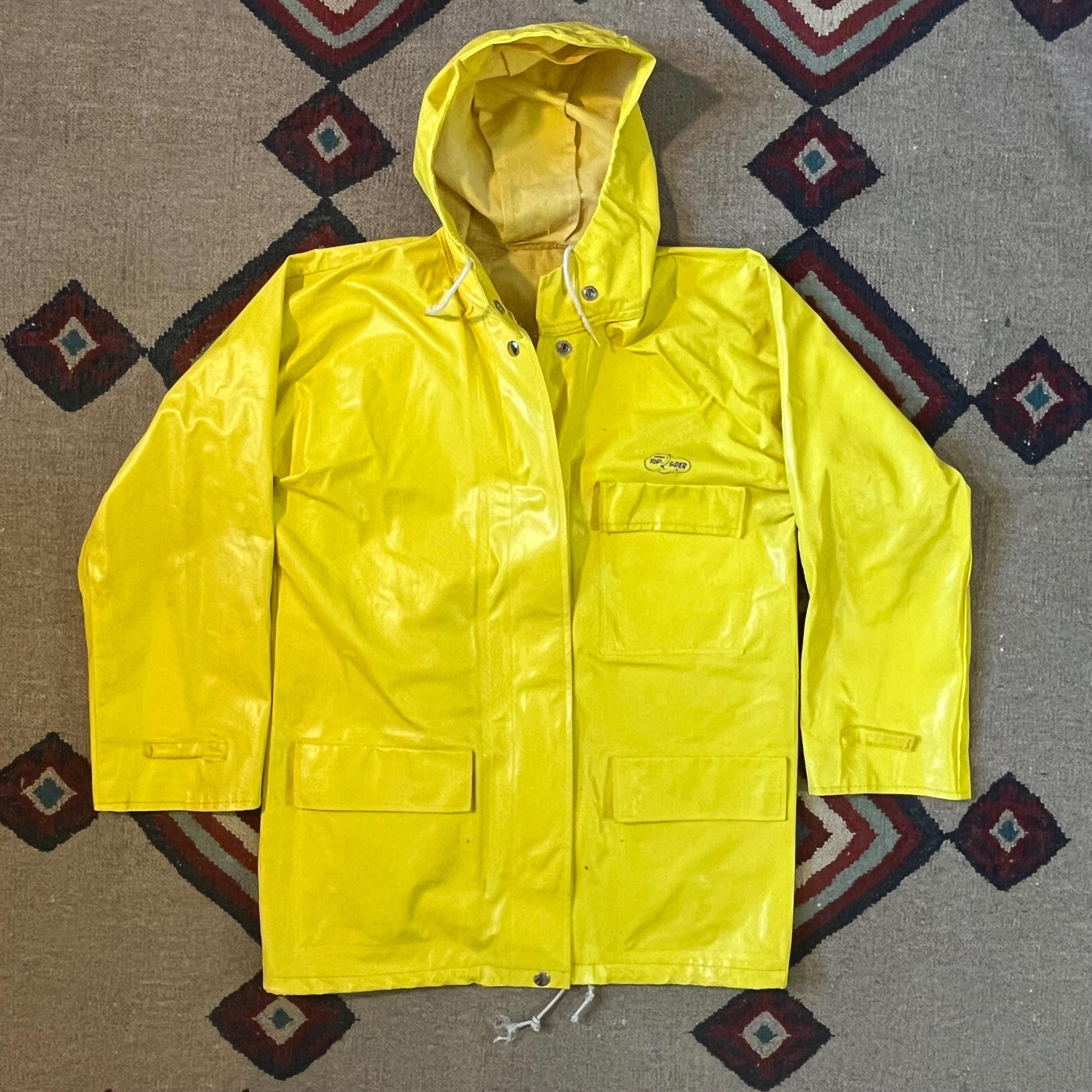 Sperry Yellow Rain Jacket Vintage 80s Women's Medium PVC Slicker