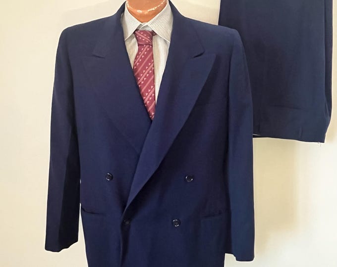 Vintage Navy Blue Peak Lapel Slim Fit Single Breasted Solid Color Men's Vest main image 1