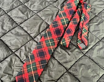 Pendleton Tartan Plaid Gravata de lã virgem | Gravata vintage dos anos 80