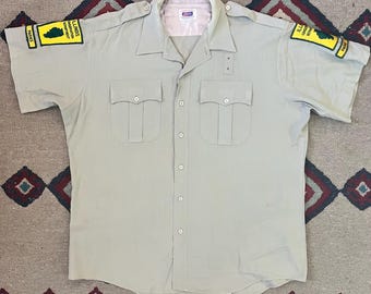 1970s Illinois Conservation Officer Work Shirt | Vintage Mens 2XL Elbeco Button Up