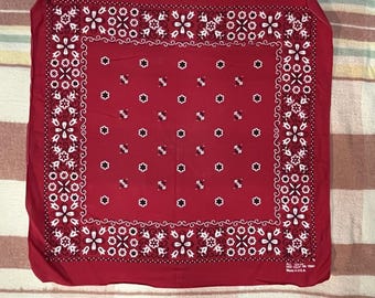 1980s Schnelle Farbe Rot Bandana | Vintage Taschentuch aus Baumwolle
