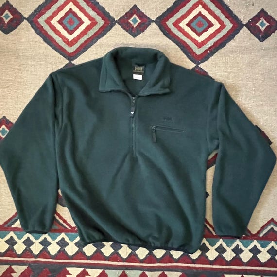 Helly Hansen, Vintage 90s Helly Hansen Fleece Jacket Mens Medium Green Pullover