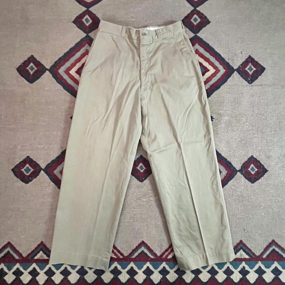 1960s US Army Military Cotton Twill Khaki Work Pants