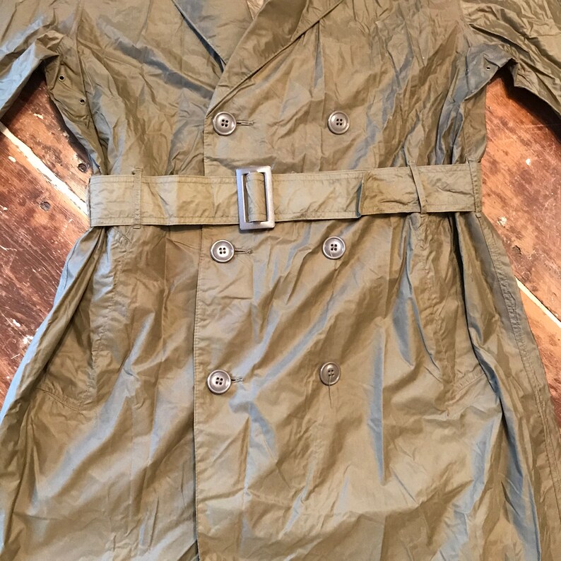Mens 36 Long Jacket Vintage 60s Vietnam US Military Nylon Rain Trench Coat
