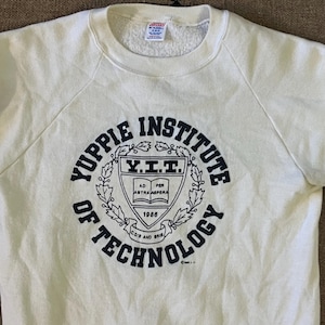1980s Yuppie Institute Of Technology Raglan Sweatshirt | Vintage Small/Medium Pullover