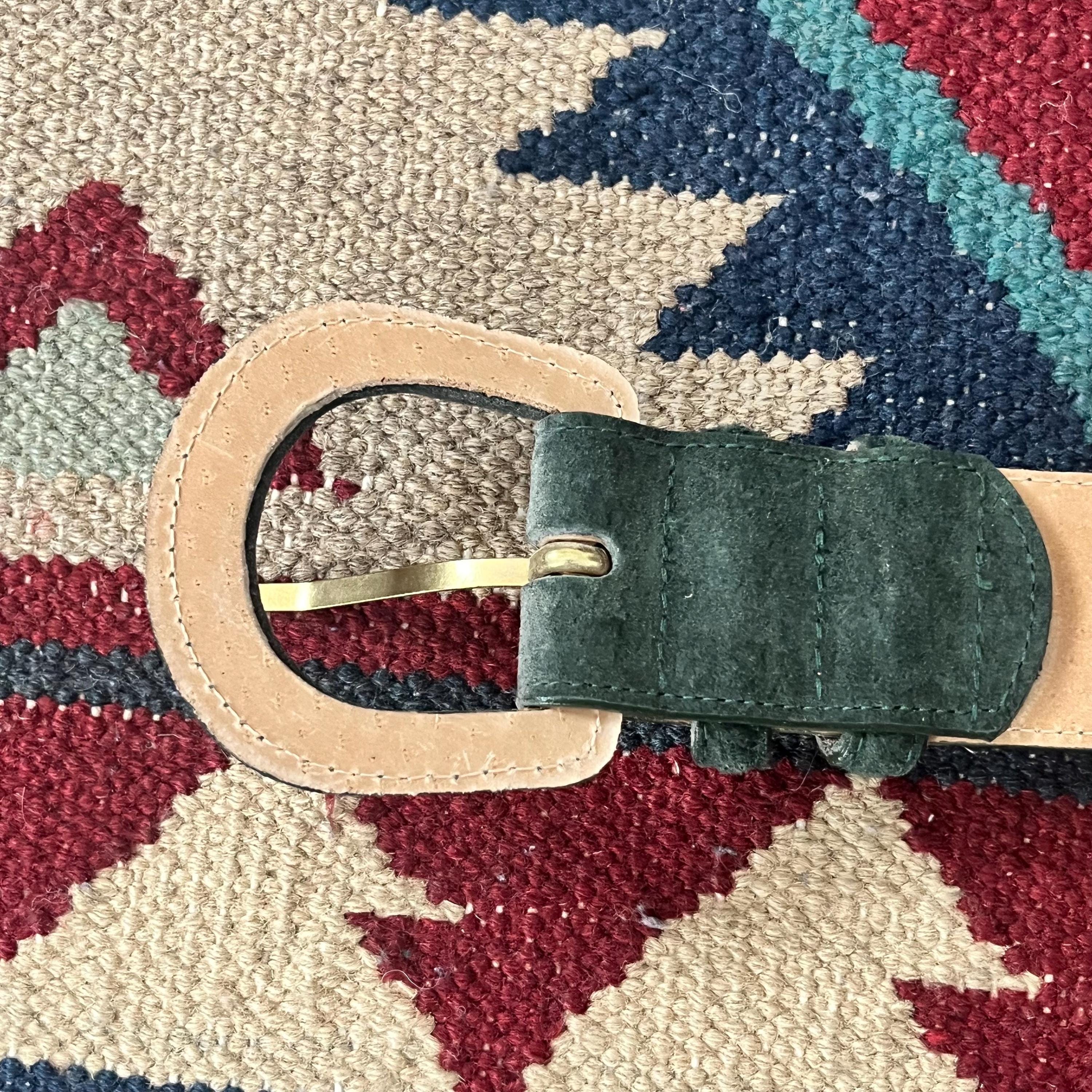 1990s Lands End Green Suede Leather Belt | Vintage Womens 30  display picture 1