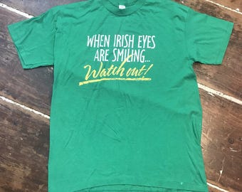 T-shirt St. Patrick's Day uit de jaren 80 | Vintage XL als Ierse ogen lachen... Pas op!