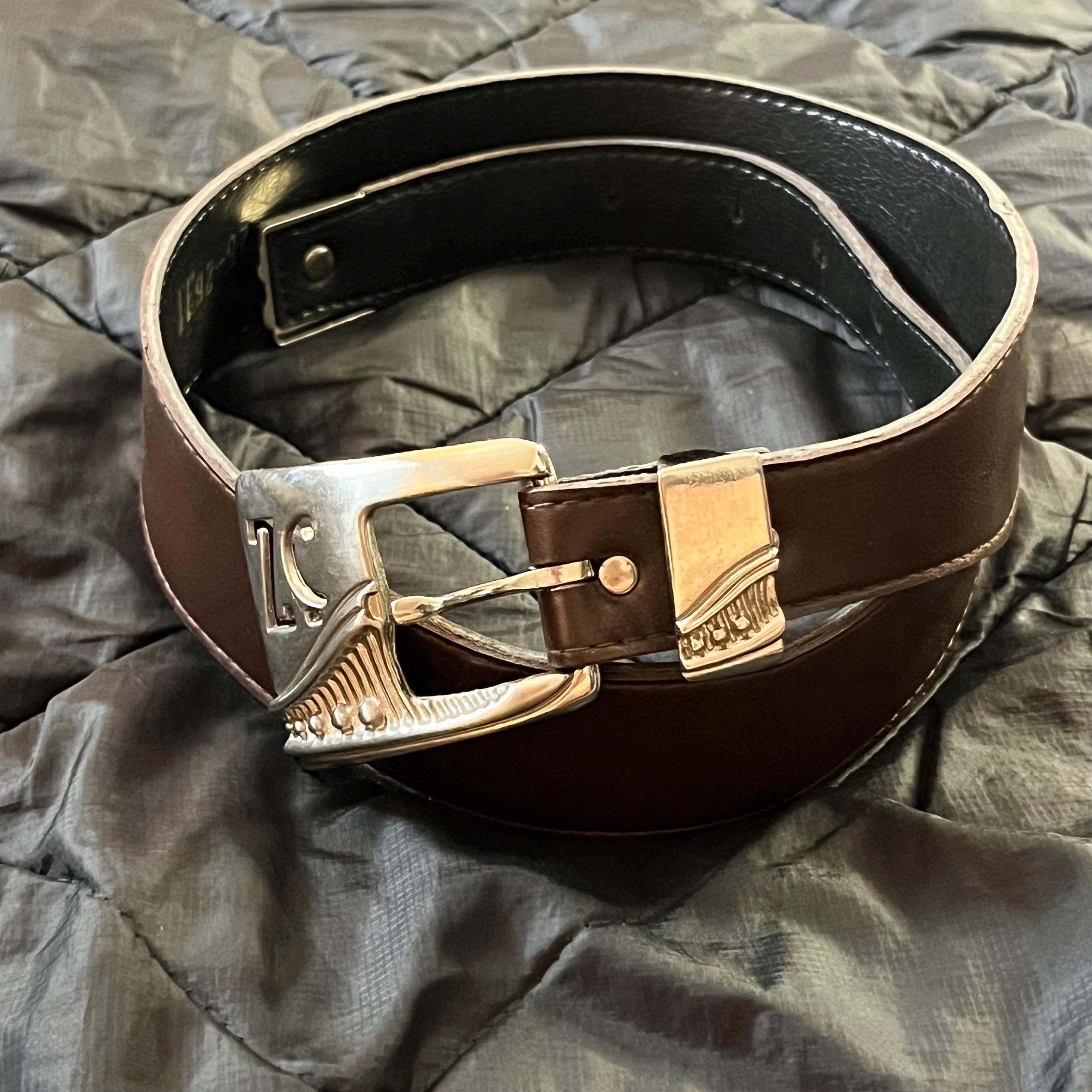 1990s Z Cavaricci Faux Brown Leather Belt | Vintage Womens