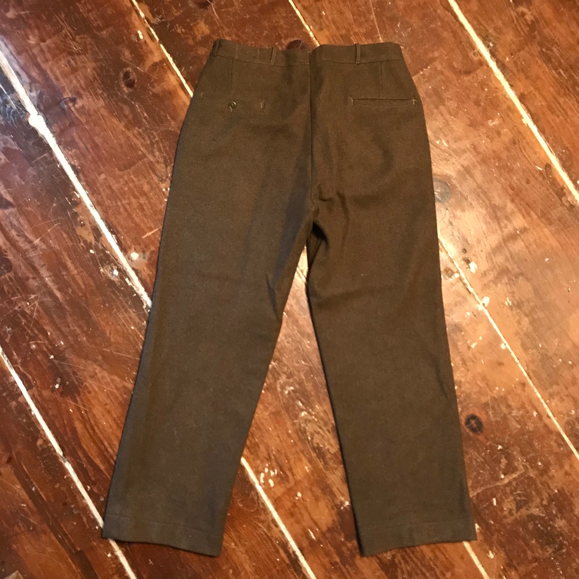 Vintage Olive Green Heavy Wool Work Pants 1940s Mens 34x30 Etsy