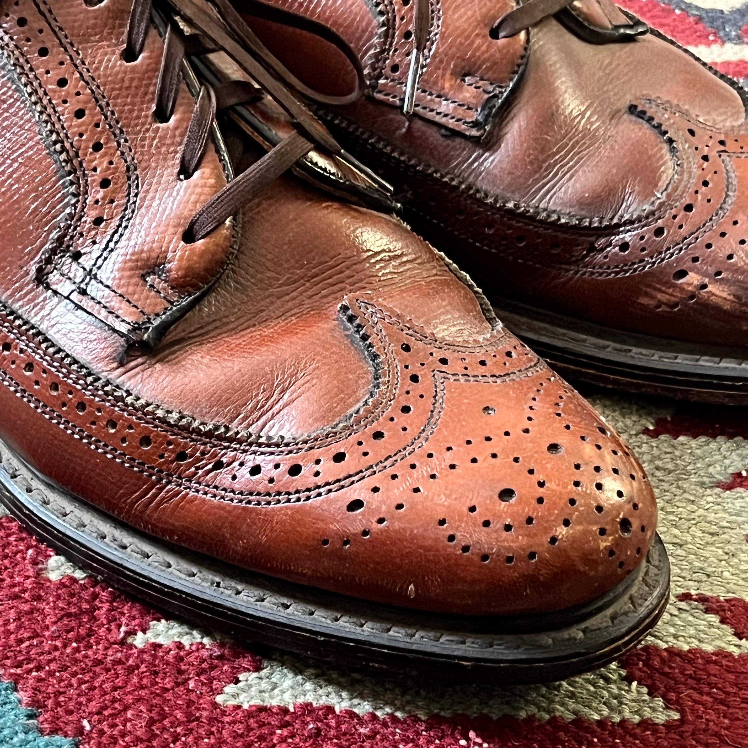 Vintage 70s Brown Leather Wingtip Dress Shoes Mens 8.5 C Oxford - Etsy