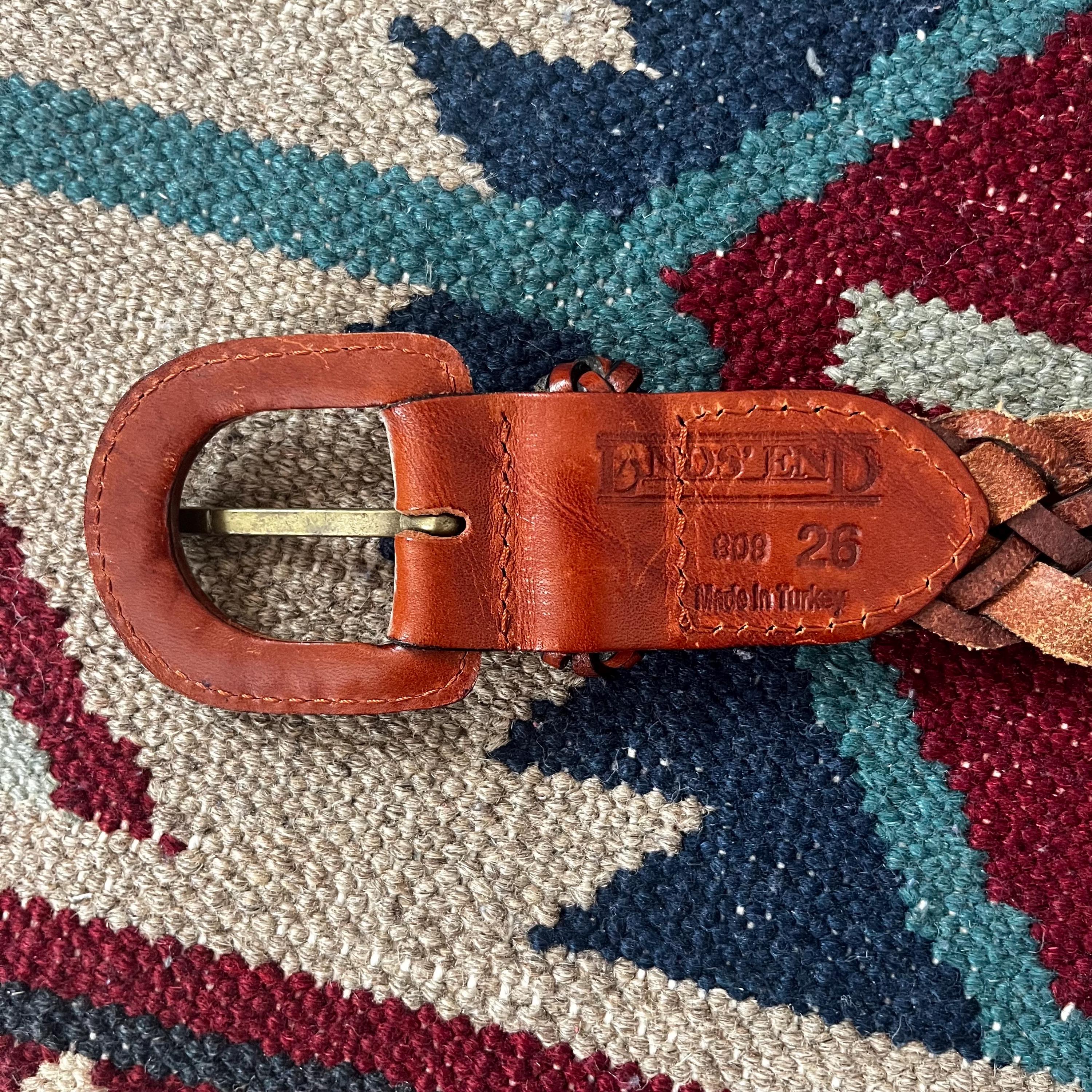 Vintage 90s Lands End brown leather belt size S 1990s Lands End Braided Woven Leather Belt | Vintage Womens  main image 4