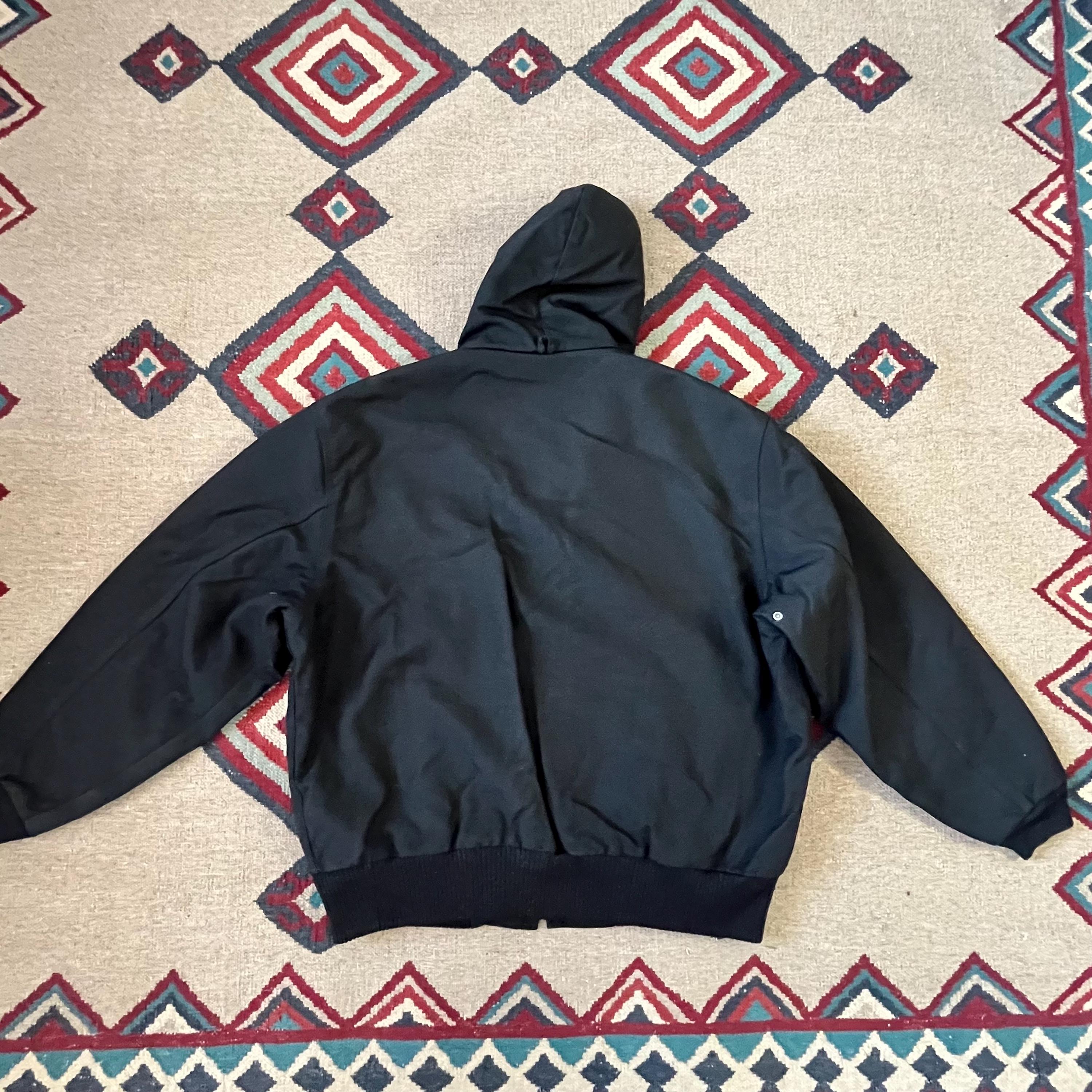 Vintage Carhartt Black Canvas Zip up Hooded Work Jacket | 2XL