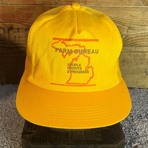 Boné Trucker Snapback Michigan Farm Bureau K Products dos anos 80 | Boné de malha vintage