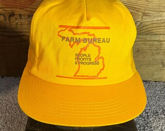 1980s Michigan Farm Bureau K Products Snapback Trucker Hat | Vintage Mesh Cap