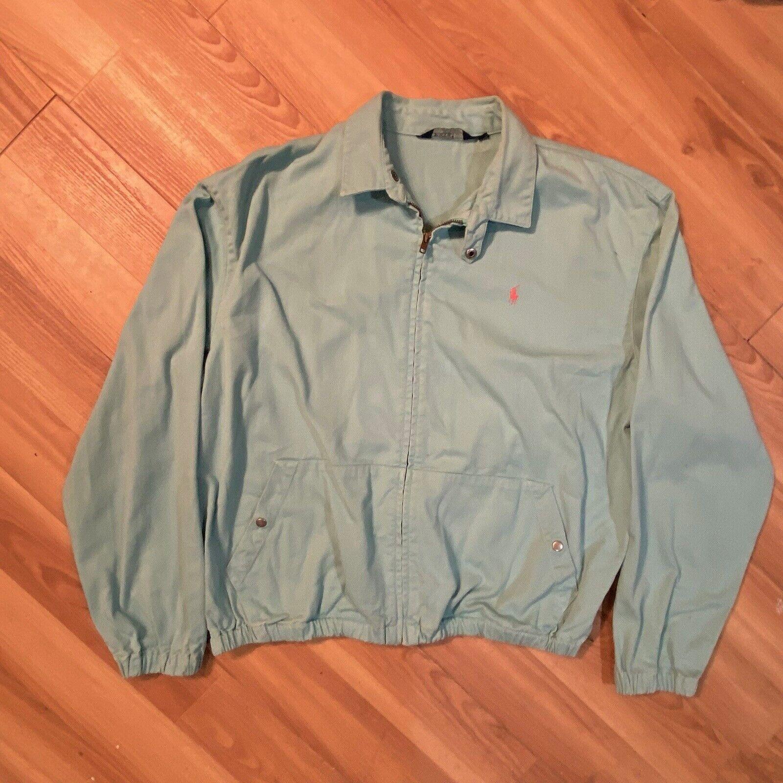 Vintage 80s Polo Ralph Lauren Jacket | Mens Large Baby Blue Cotton Twill Zip Up Vintage 80s Polo Ralph Lauren Jacket | Mens Large Baby Blue Cotton Twill Zip Up