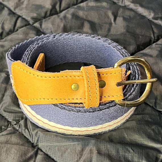 1980s Vintage Canvas Leather Belt | Men display picture 1