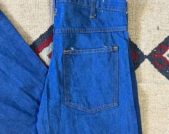 Jean de travail utilitaire des années 1970 | Salopette en denim brut foncé 30 x 33 pour homme