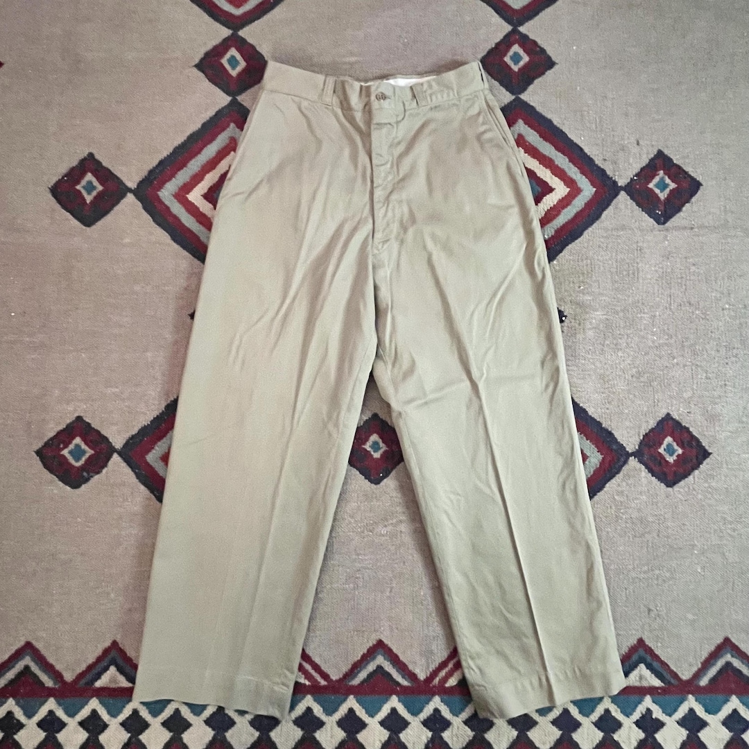 1960s US Army Military Cotton Twill Khaki Work Pants | Vintage