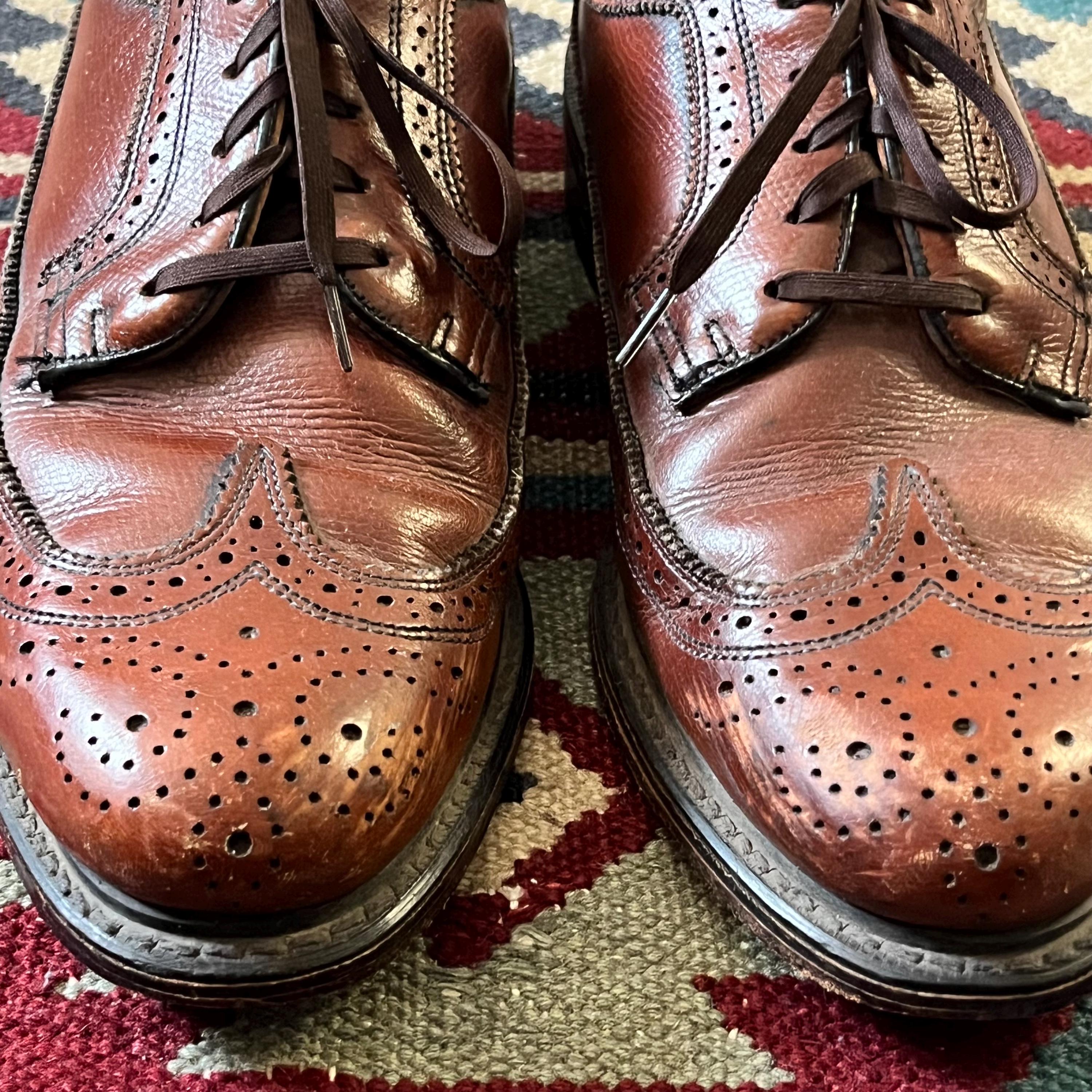 Vintage 70s Brown Leather Wingtip Dress Shoes Mens 8.5 C Oxford - Etsy
