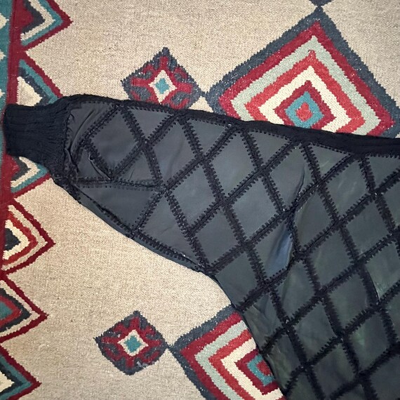 1990s Angel Leather Crochet Patchwork Dolman Slee… - image 4