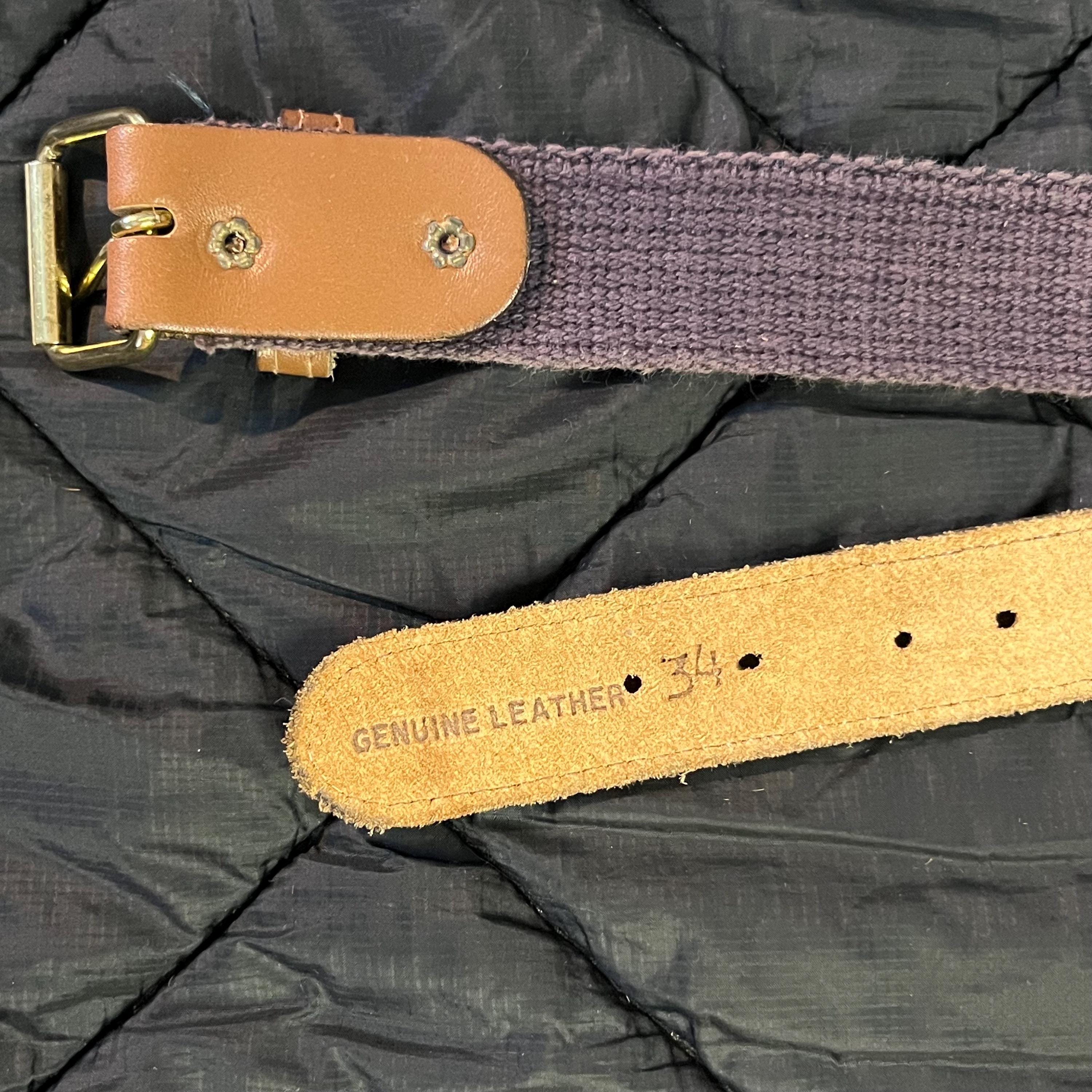 Vintage‎ Leather Canvas Belt 80’s Preppy Classic Stacked Because of all the belts and hardware I designed for fashion  main image 4