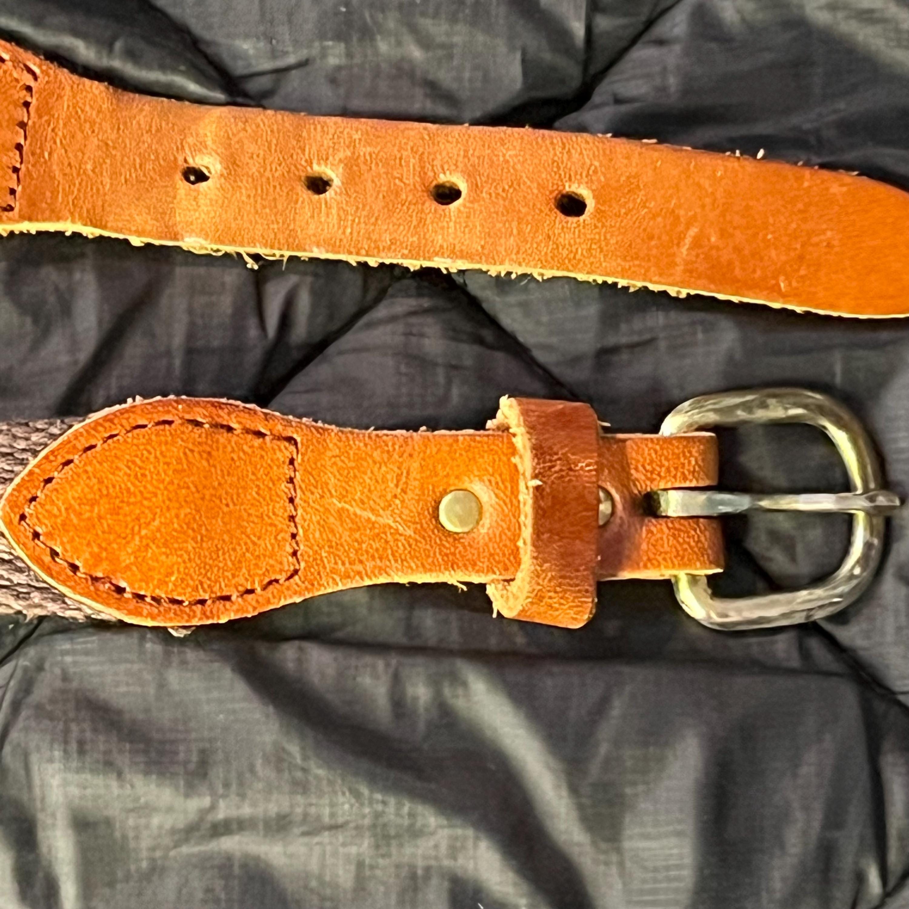 Vintage Leather Canvas Belt 80’s Preppy‎ Classic Stacked Vintage 1980s Canvas Leather Belt | Preppy Style Size 34  main image 4