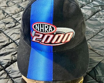 Y2K NHRA 2000 Hot Rod Drag Racing Strapback Dad Cap | Vintage Baseball Cap