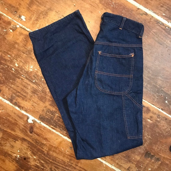 Vintage 50s 60s Carpenter Jeans Mens 28x32 Dark Ra