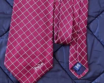 【希少】ラルフローレン　90s ヴィンテージ　ネクタイ　ポロべア　バーガンディ 希少】ラルフローレン 90s ヴィンテージ ネクタイ ポロべア