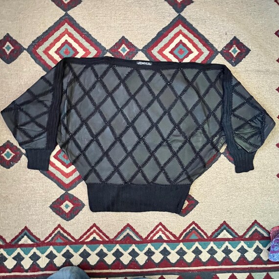 1990s Angel Leather Crochet Patchwork Dolman Slee… - image 2