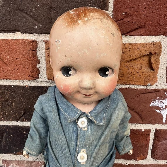 むー　30s〜Buddy Lee Composition Doll Antique Composition Buddy Lee Vintage Doll in Jeans 1930s or