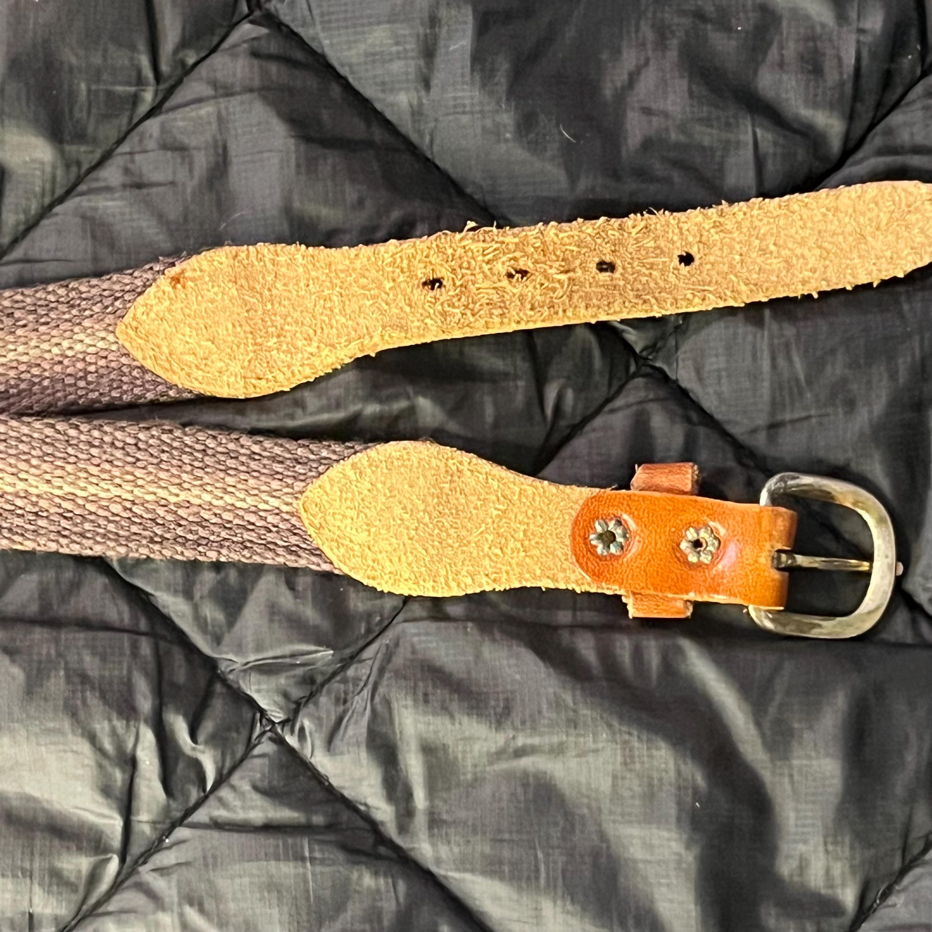Vintage‎ Leather Canvas Belt 80’s Preppy Classic Stacked Because of all the belts and hardware I designed for fashion  main image 2