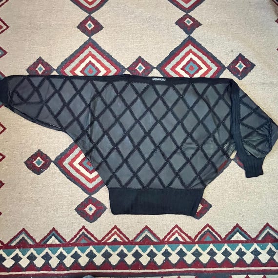 1990s Angel Leather Crochet Patchwork Dolman Slee… - image 3