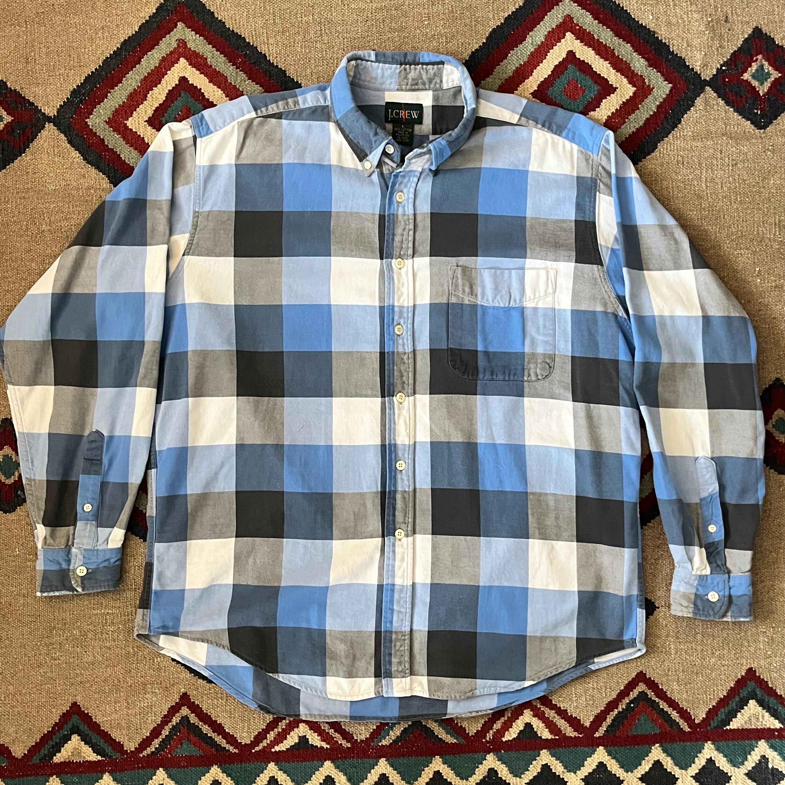 Vintage 90s J Crew Flannel Button up Shirt Mens Large Plaid Long