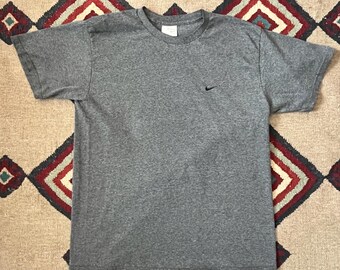 1990s Nike USA Made Charcoal Cotton T-Shirt | Vintage Mens Large Gray Tag Crewneck