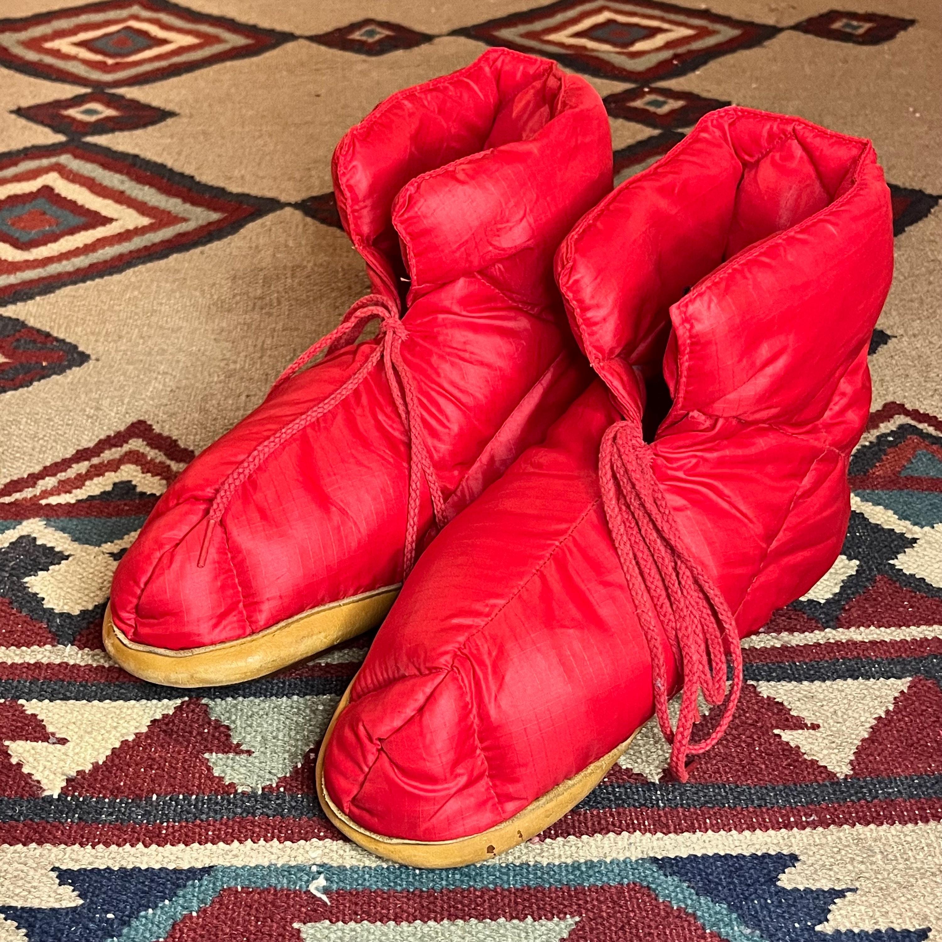 Eddie Bauer Goose Down Puffer Booties Camp Slippers Hiker Vintage 80s Mens 9 10 Etsy