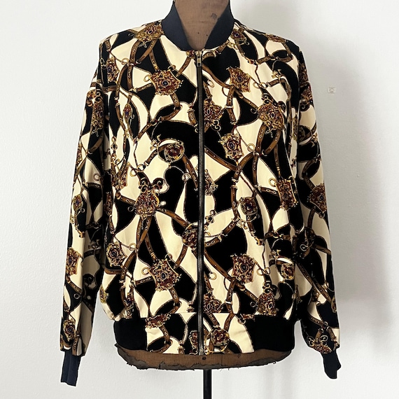 Horse Hand Drawn Pattern Print Women Casual Bomber Jacket