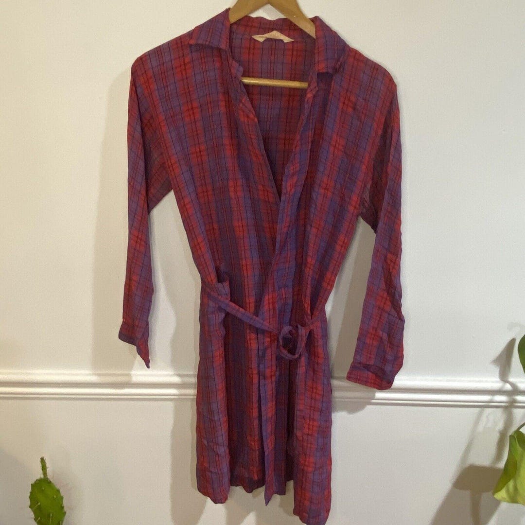 Red Plaid Robe Vintage 50s Red Plaid Satin Nylon Robe | Womens Large Drowsy Deb - Etsy