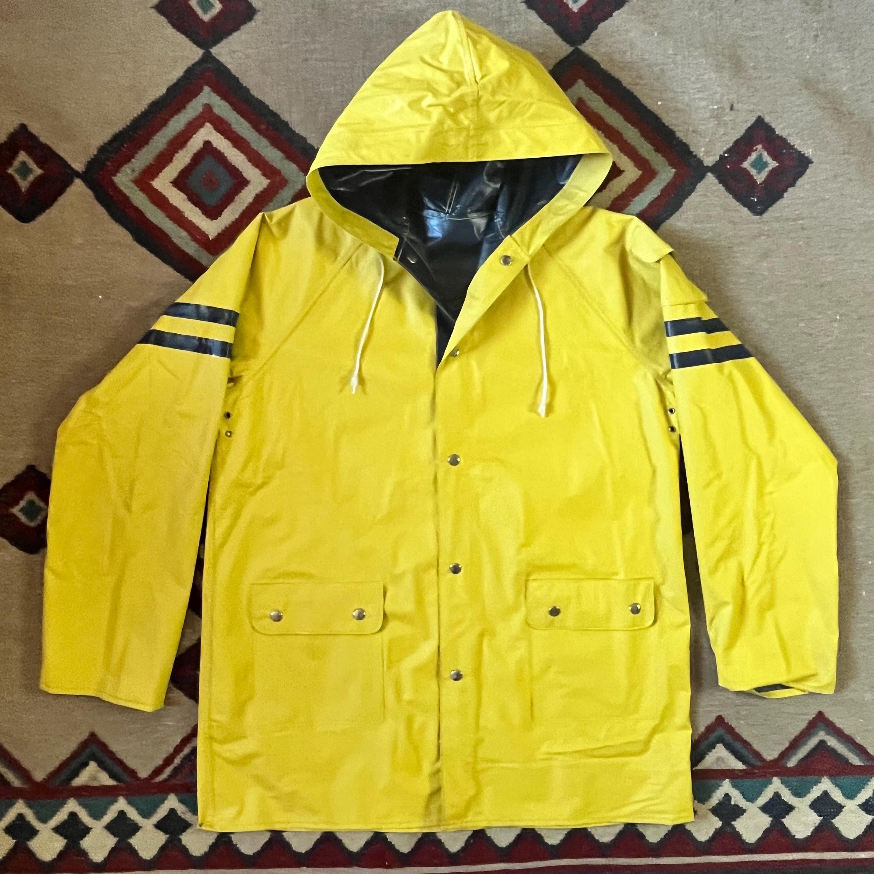 1980s Reversible Vinyl Hooded Raincoat Jacket | Vintage Mens