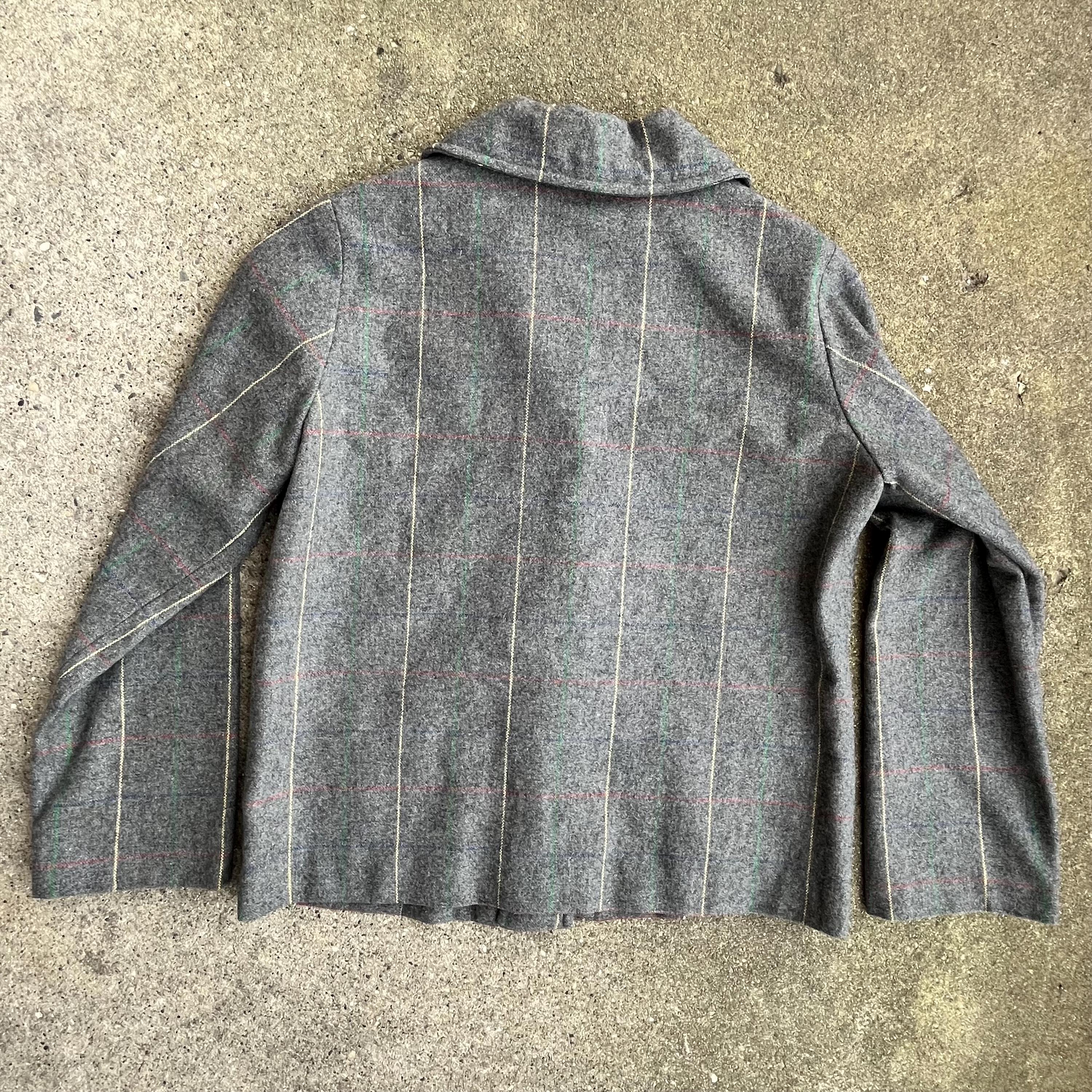 Vintage Shawl Collar Wool Jacket | Vintage 60s Womens Large Gray
