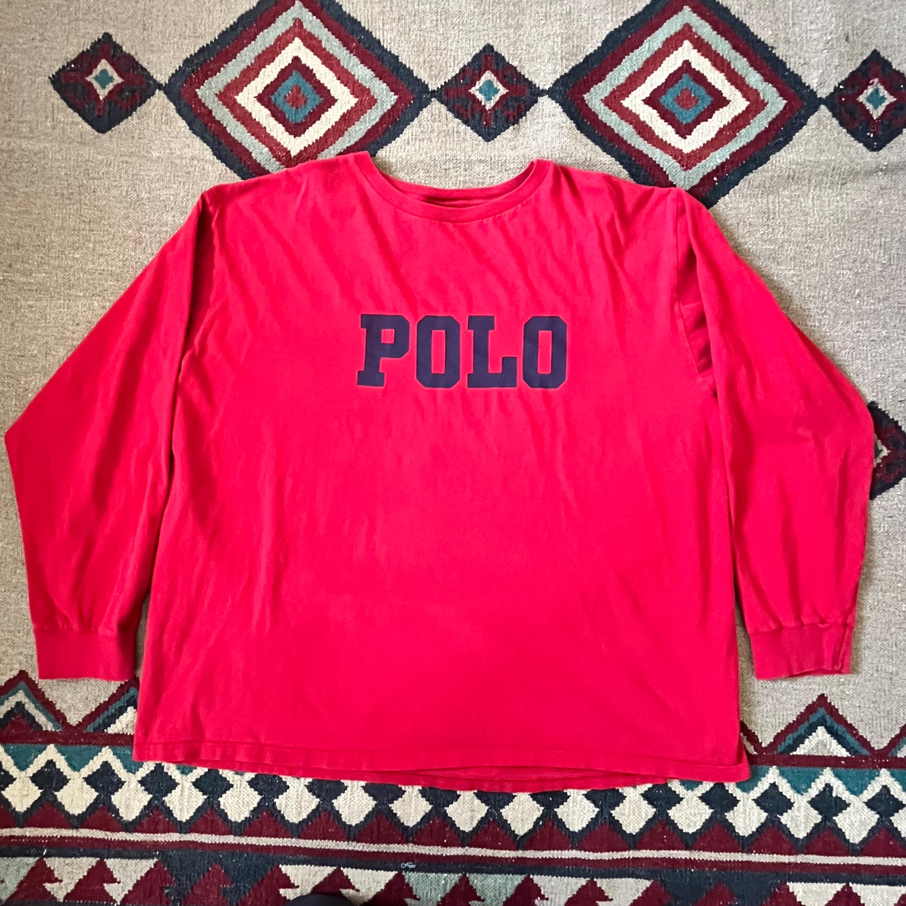 Vintage 90s Ralph Lauren Polo Spell Out T-shirt - Red Long Sleeve