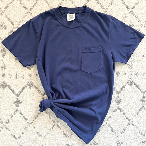 Comfort Colors Pocket Tee- Pocket T-Shirt- Ring Spun Pocket Comfort Colors Monogram Tee