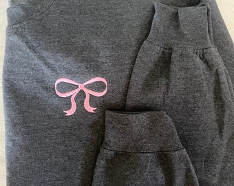 Ribbon Embroidered Bow Sweatshirt - Personalized Crewneck