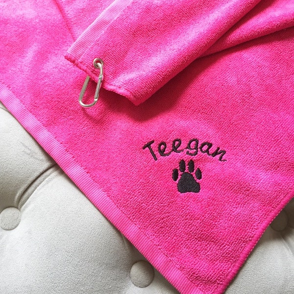 Personalized Dog Towel- Personalized Embroidered Grommeted Microfiber Dog Towel