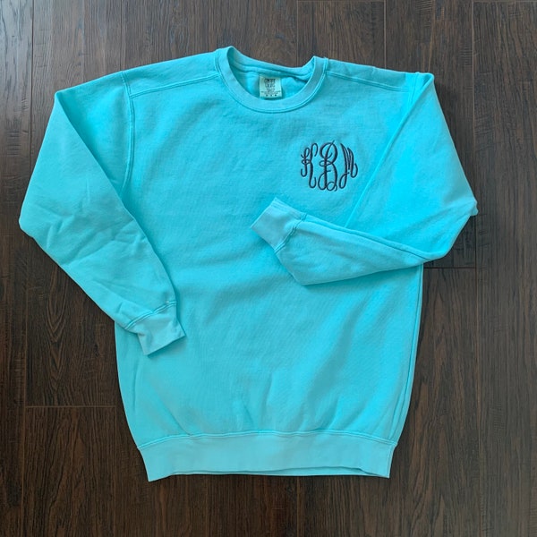 Comfort Colors Monogram Crewneck- Monogrammed Comfort Colors Sweatshirt- Embroidered Monogram