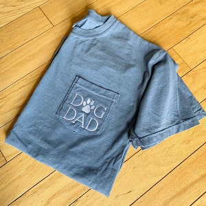 Dog Dad Tee- Comfort Colors Dog Lover Monogram Pocket Tee- Personalized Pocket T-Shirt- Ring Spun Pocket Comfort Colors Monogram Tee