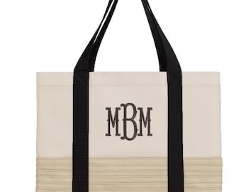 Embroidered Monogrammed Beach Tote Bag