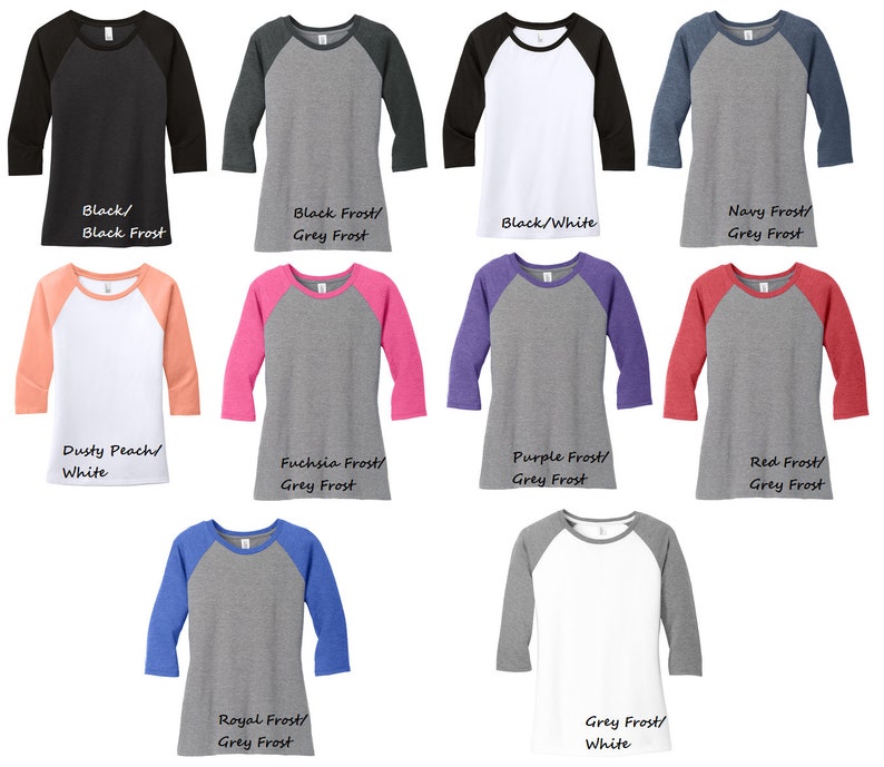 Monogrammed Ladies Baseball Tees Personalized, Embroidered, Ladies Baseball 3/4 Length Sleeve T-Shirt image 3